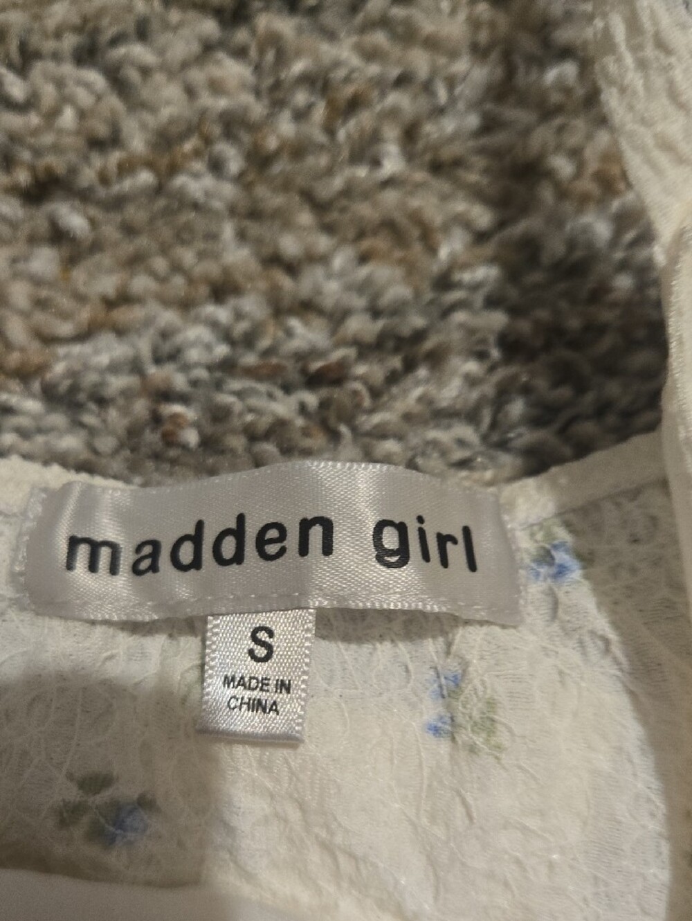 Madden Girl Cream Slip Dress with Blue Floral Print - Picture 5 of 7